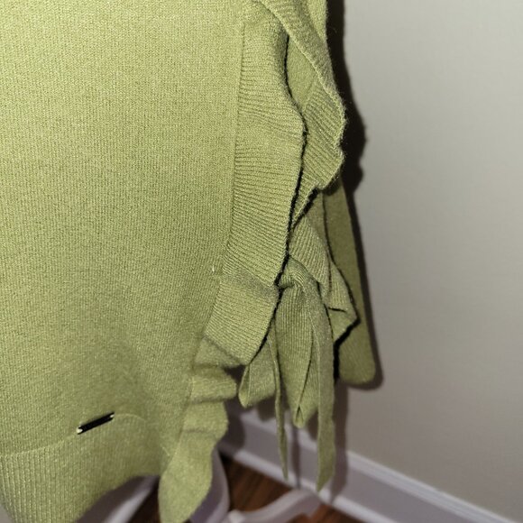 Piccadilly Side Tie Rib Knit 3/4 Sleeve Sweater Top Fern Green Women's Size S - Picture 10 of 15